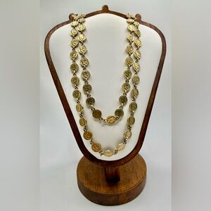 Vintage Goldette Coin Necklace Gold Tone Roman Medallions